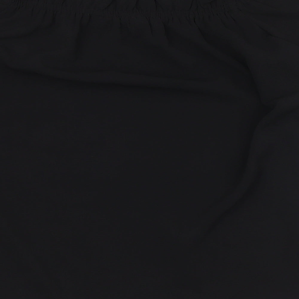 Dorothy Perkins Womens Black Polyester Basic Button-Up Size 8 Off the Shoulder