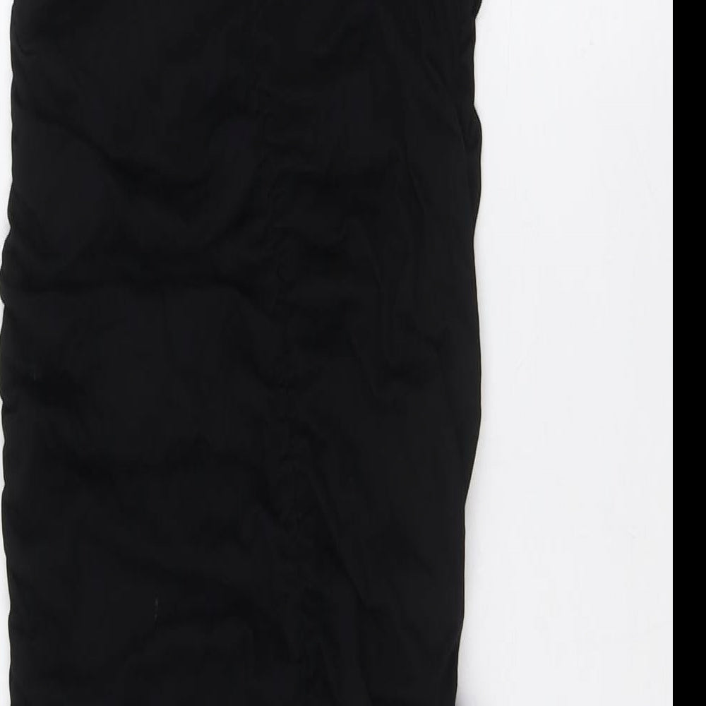 PRETTYLITTLETHING Womens Black Polyester Bodycon Size 14 Scoop Neck - Extreme Ruched