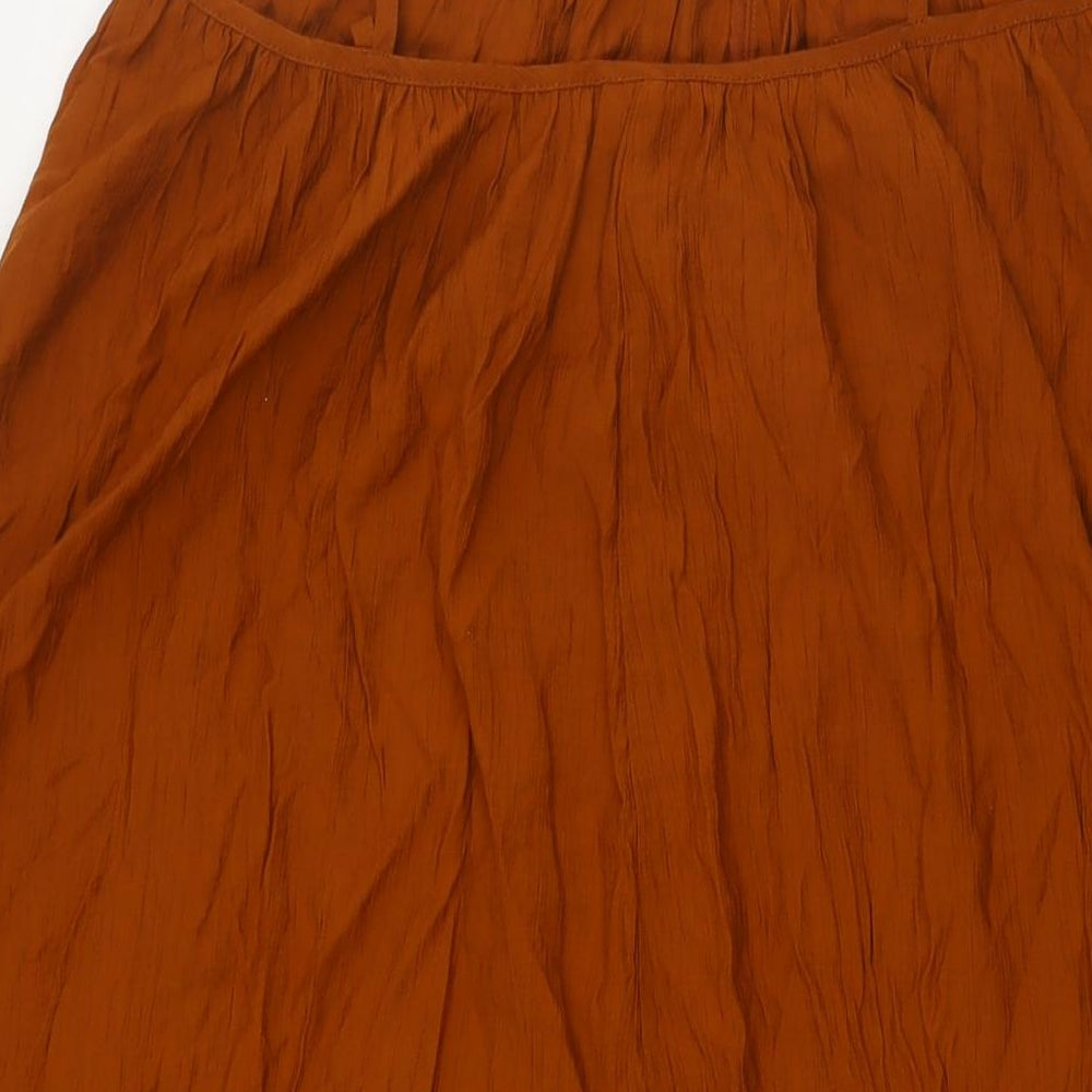 H&M Womens Brown Viscose A-Line Size S Scoop Neck