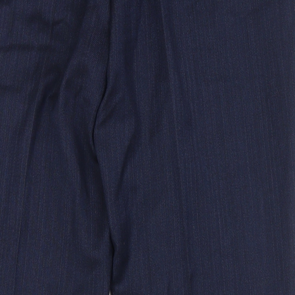 Marks & Spencer Mens Blue Polyester Trousers Size 34 in L29 in Regular Zip