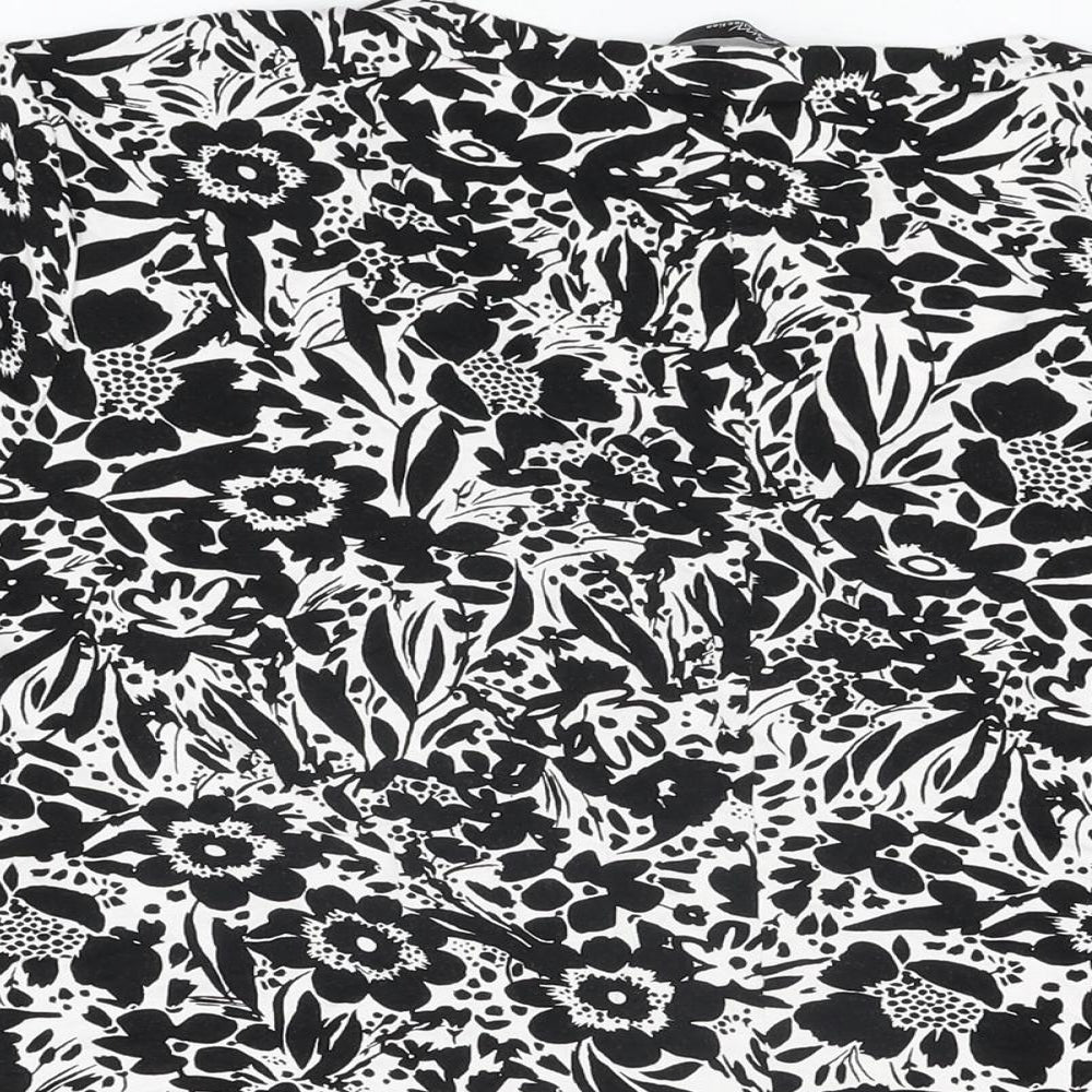 Bonmarché Womens White Floral Viscose Basic T-Shirt Size 20 V-Neck