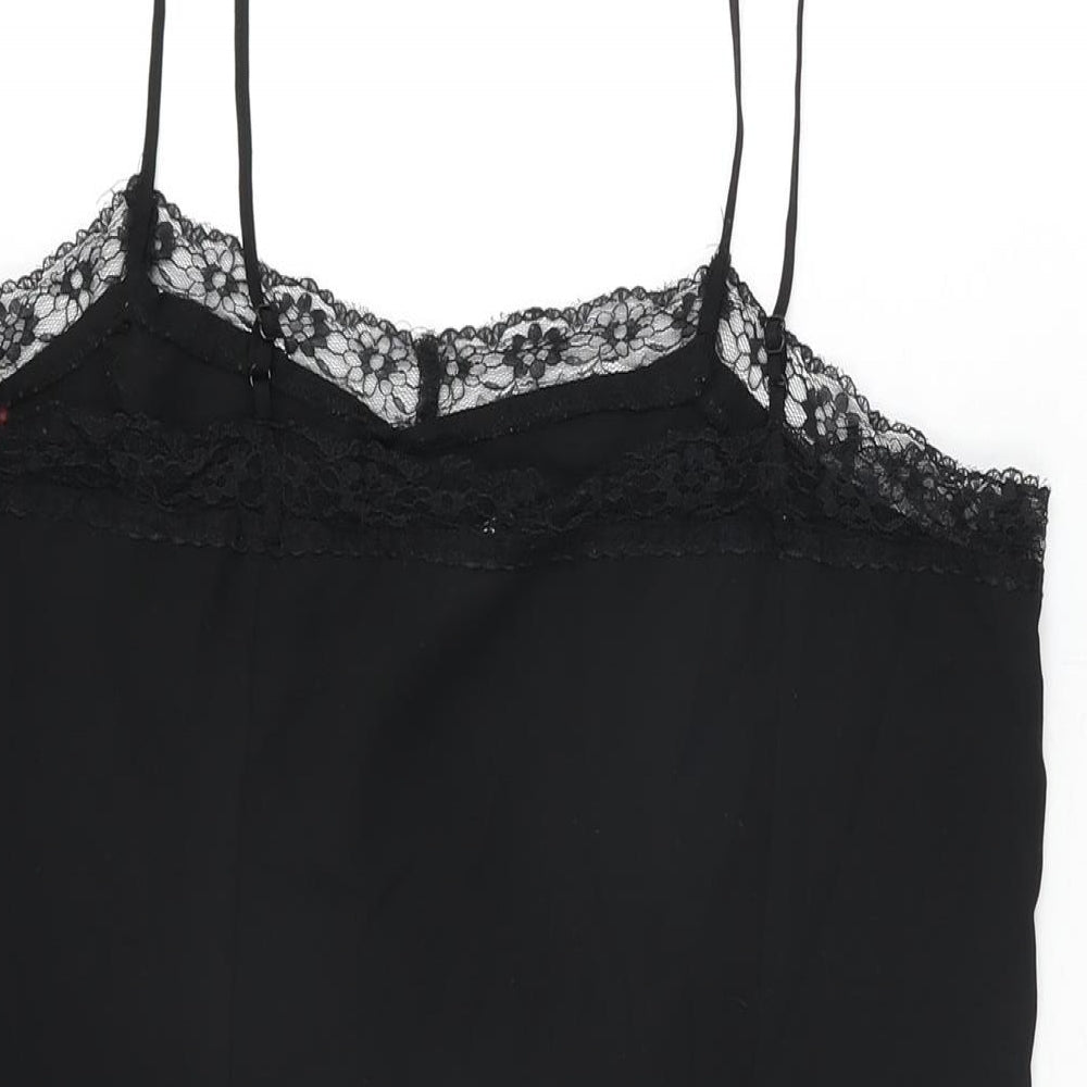 H&M Womens Black Polyester Mini Size 14 V-Neck Pullover