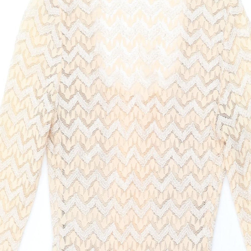 Va Va Voom Womens Beige Geometric Cotton Bodycon Size S Square Neck Pullover