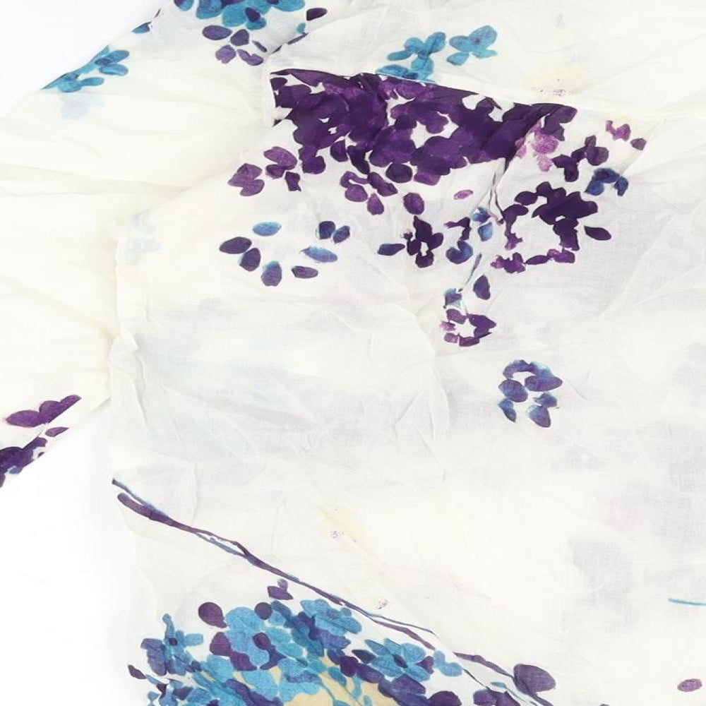 Zara Womens White Floral Cotton Basic T-Shirt Size XS V-Neck
