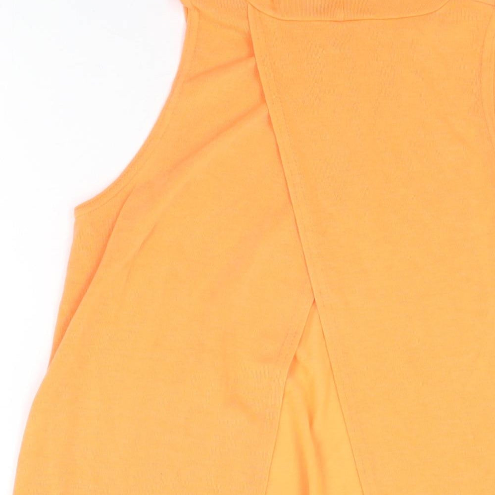 Select Womens Orange Polyester Basic T-Shirt Size 12 High Neck