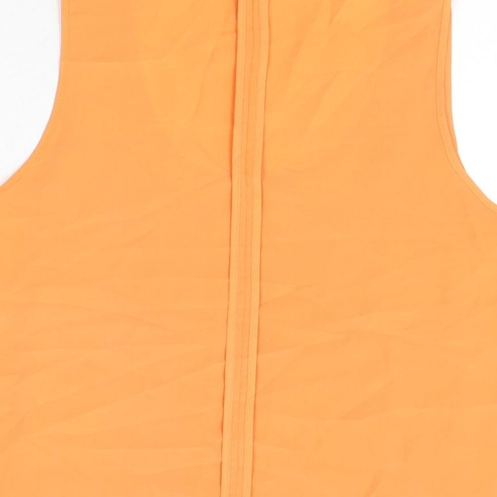 H&M Womens Orange Polyester Basic T-Shirt Size 8 Scoop Neck