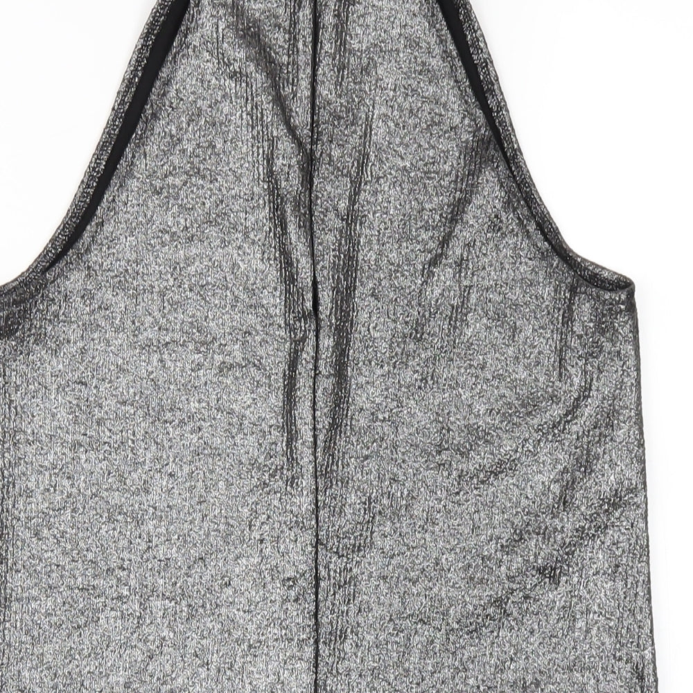 Motel Womens Silver Polyester Bodycon Size M Round Neck Zip