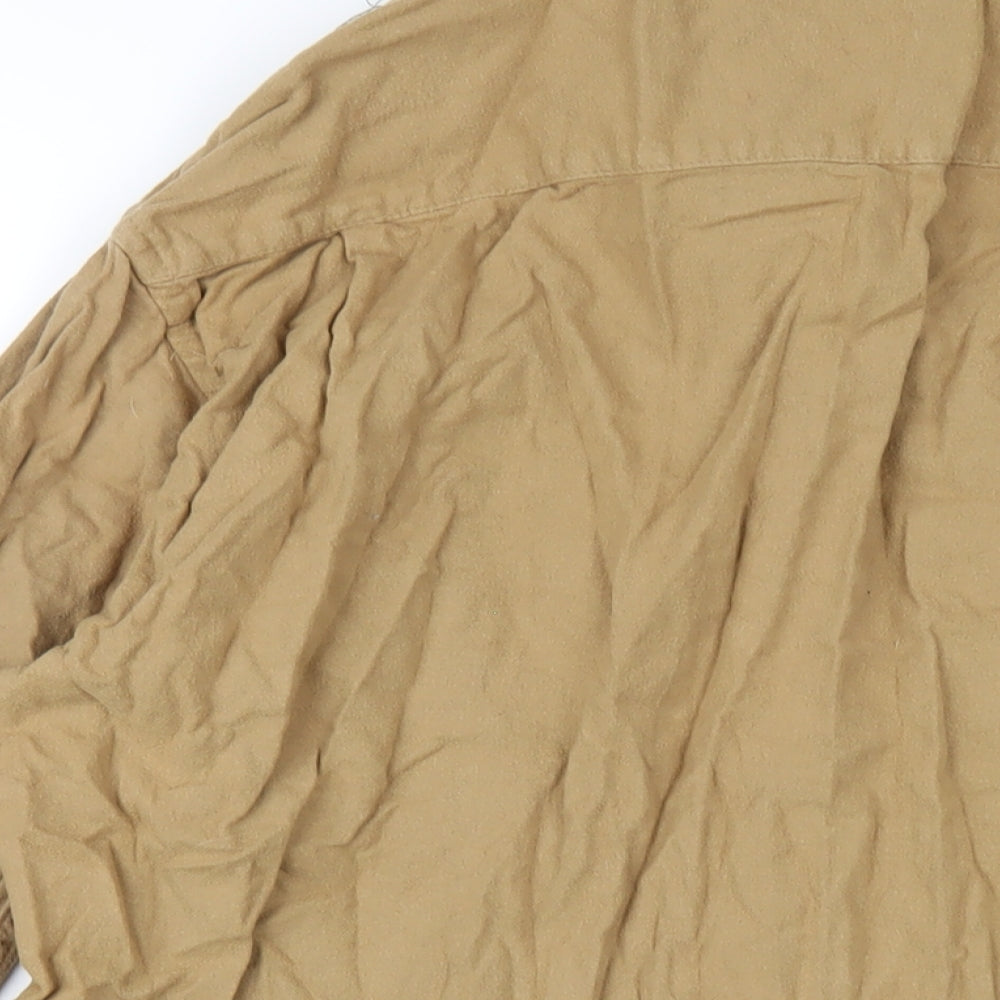 US Polo Assn. Mens Brown Cotton Button-Up Size L Collared Snap