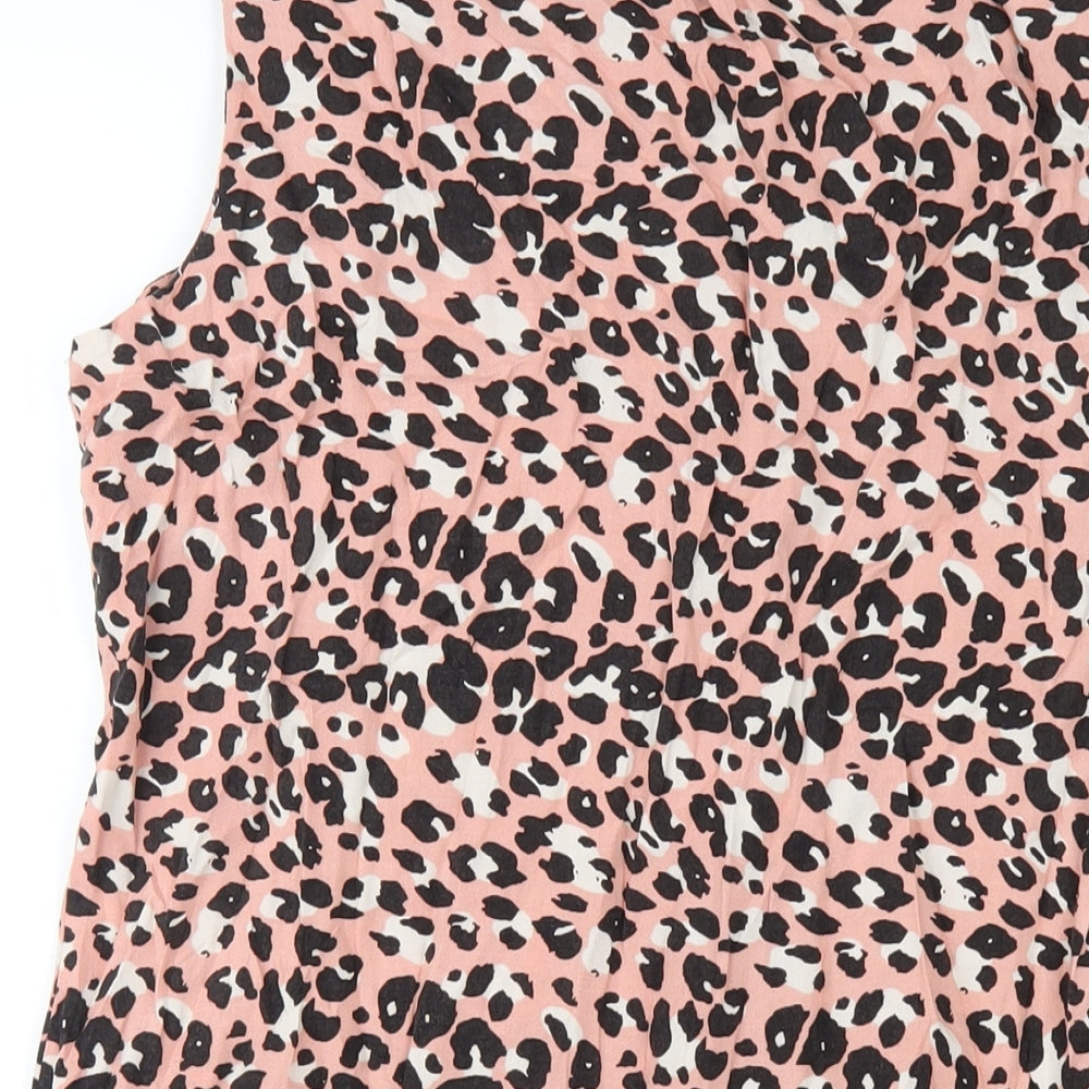 Principles Womens Pink Geometric Viscose Tank Dress Size 16 V-Neck Pullover