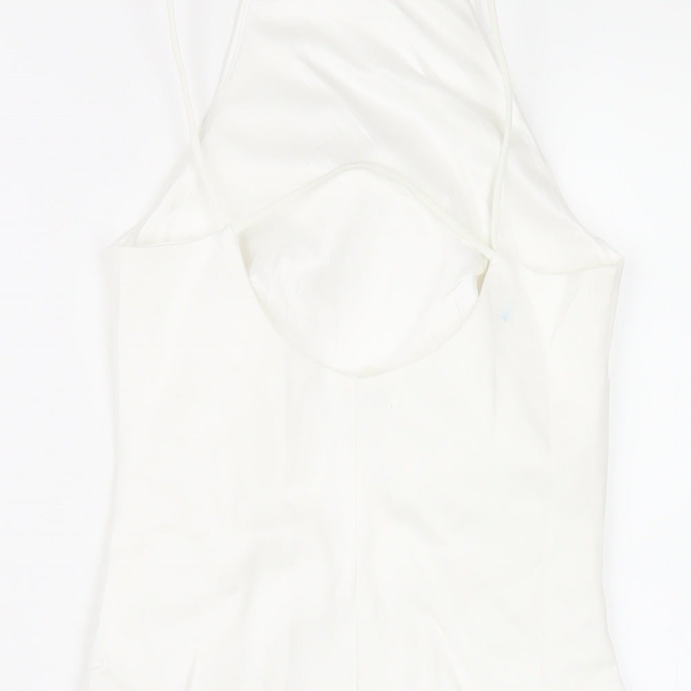 Stradivarius Womens White Viscose Bodycon Size XS Square Neck Pullover