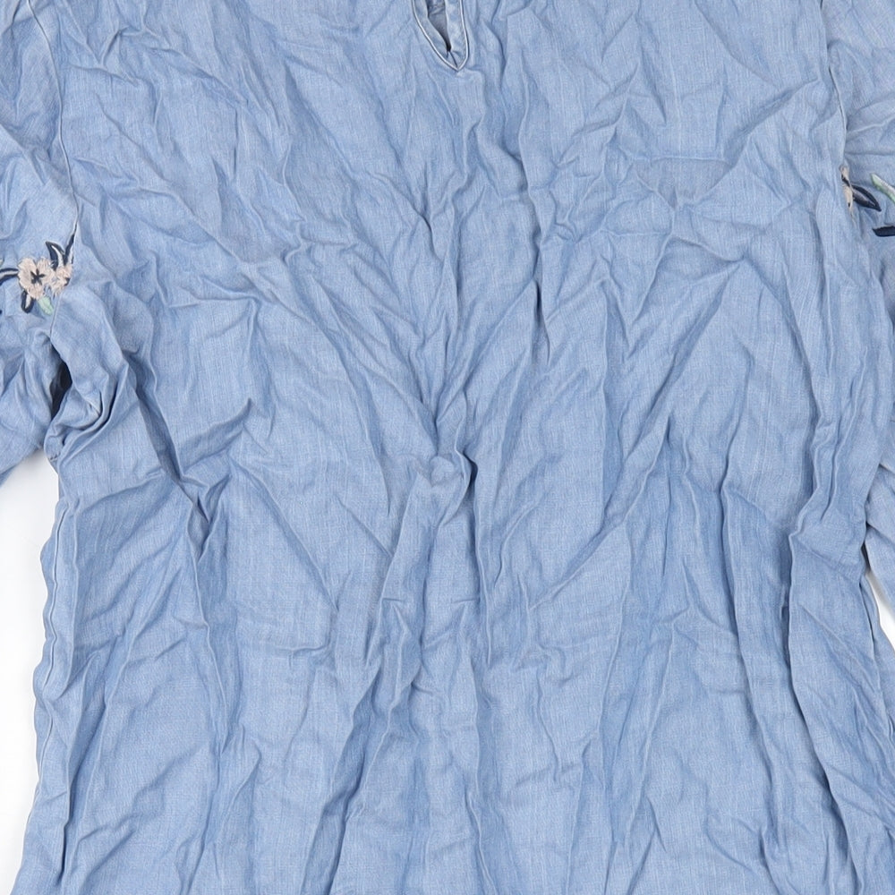 Dorothy Perkins Womens Blue Lyocell A-Line Size 14 Round Neck Pullover