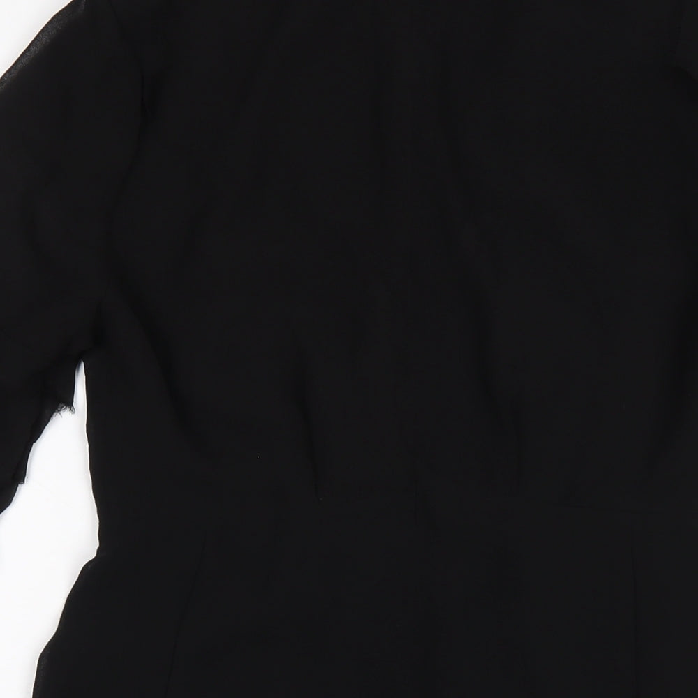 Topshop Womens Black Polyester A-Line Size 10 V-Neck Zip