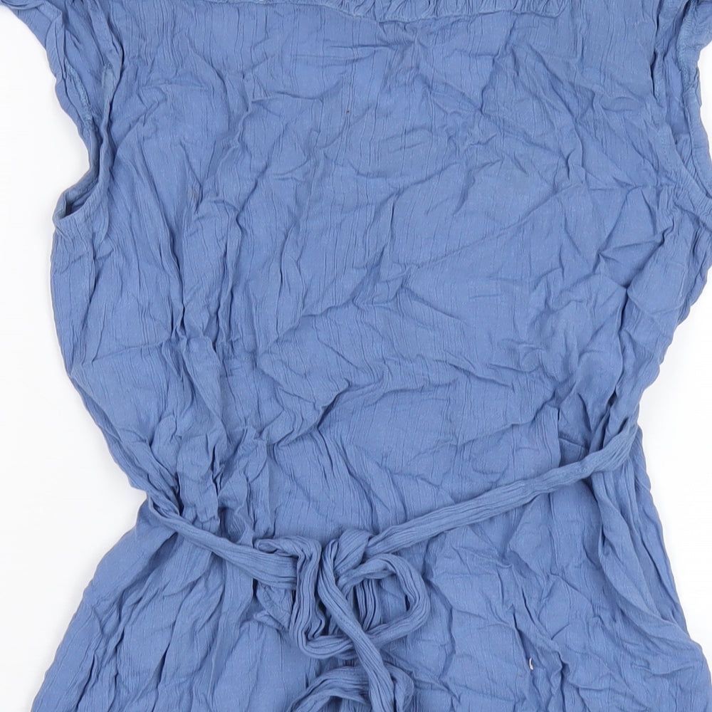 Topshop Womens Blue Viscose A-Line Size 10 Square Neck Pullover