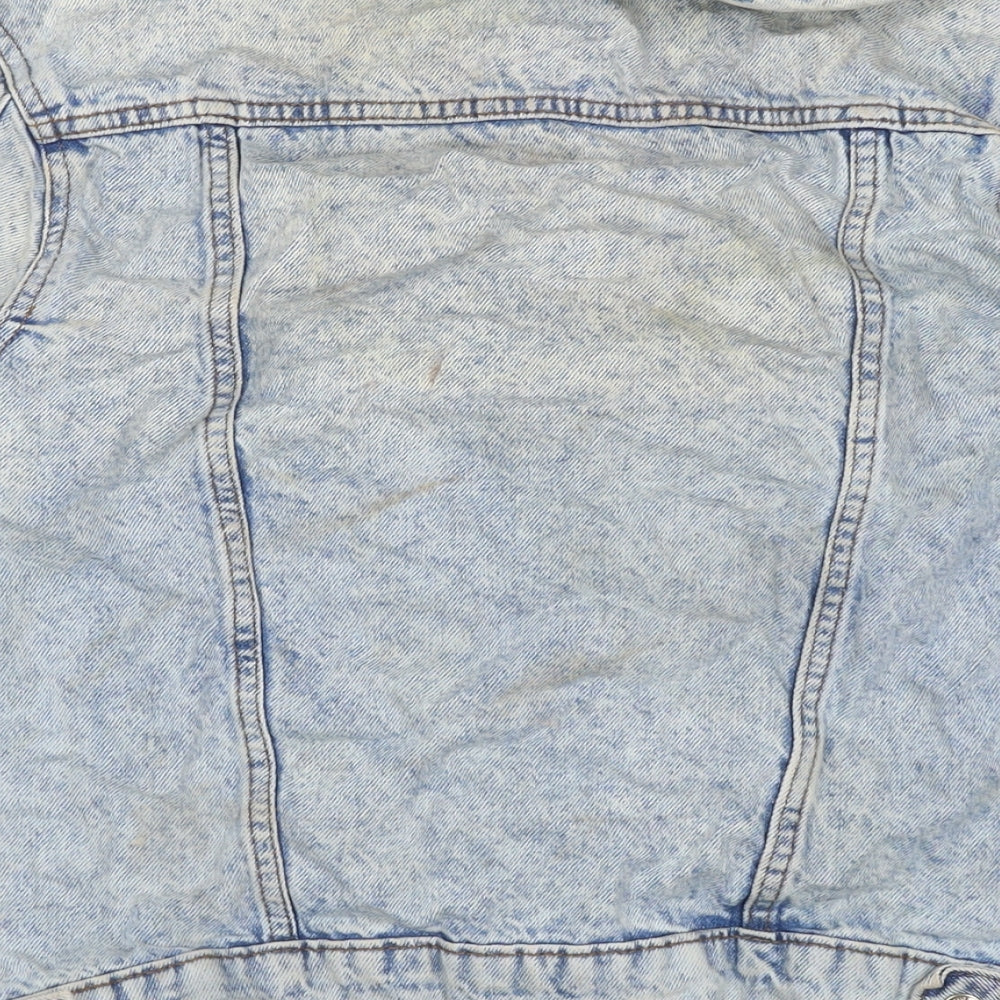 Denim & Co. Womens Blue Jacket Size 8 Button