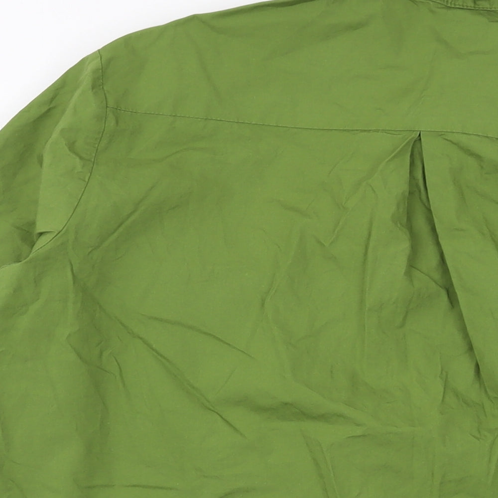 PRETTYLITTLETHING Womens Green Cotton Basic Button-Up Size 2 Collared