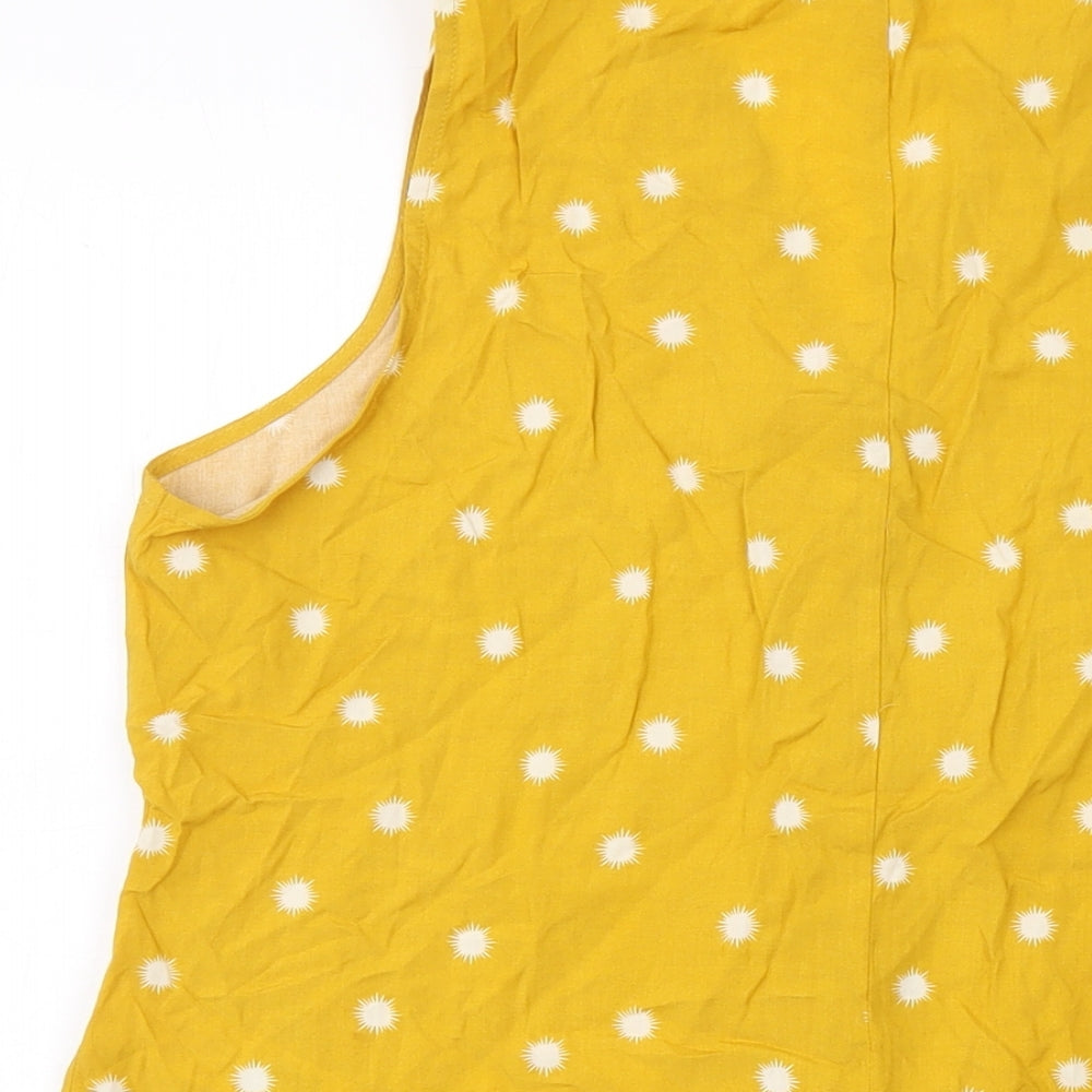 Apricot Womens Yellow Geometric Viscose Basic Tank Size 12 V-Neck