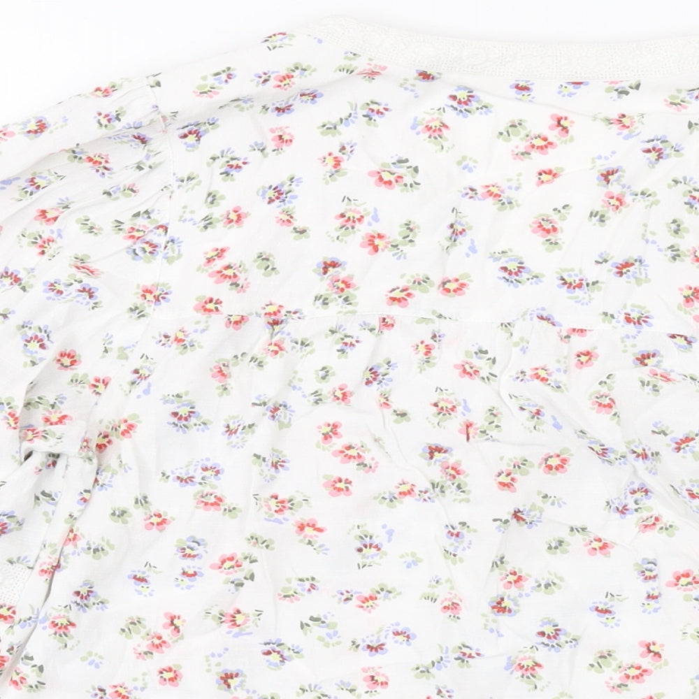 Per Una Womens White Floral Viscose Basic Blouse Size 8 V-Neck