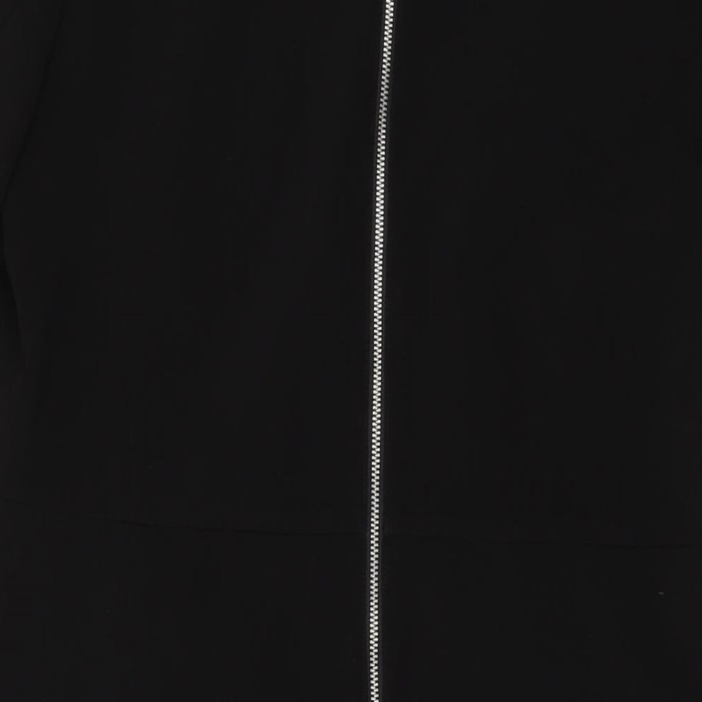 H&,M Womens Black Polyester A-Line Size 14 Round Neck Zip