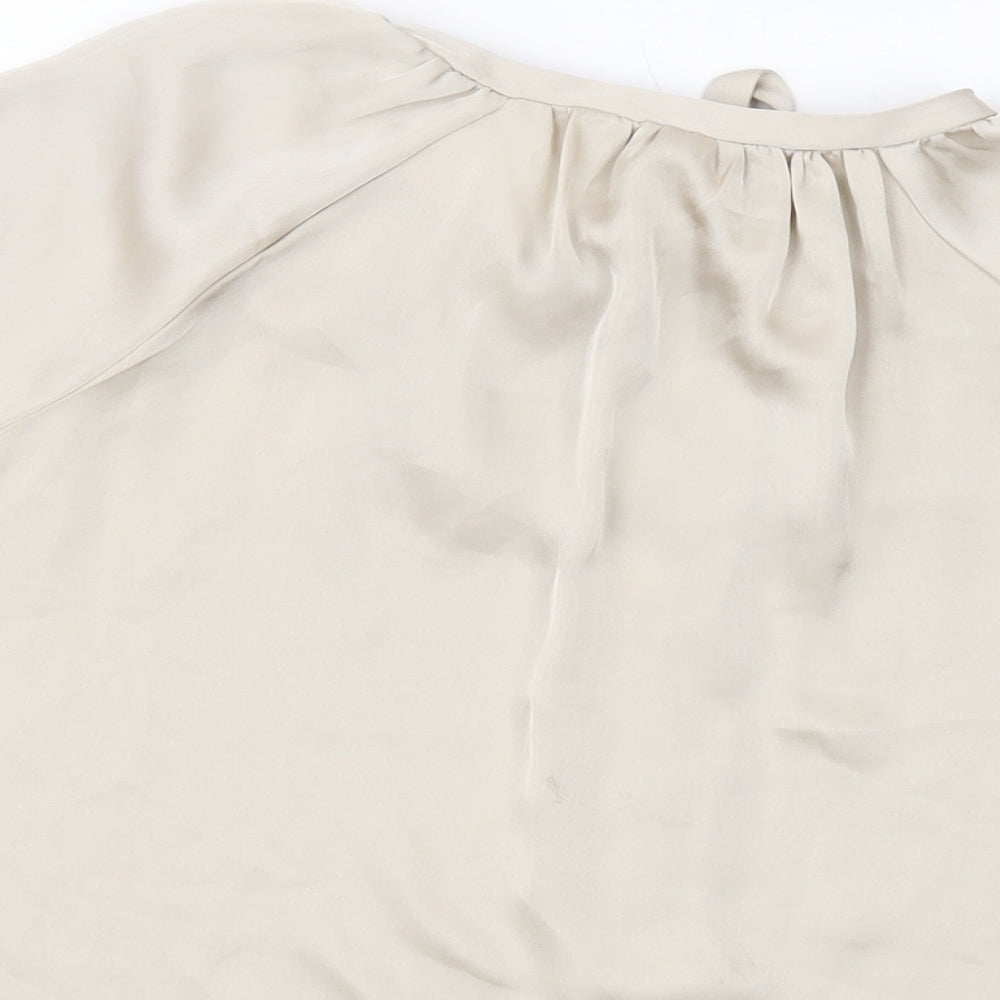 H&M Womens Beige Polyester Basic Blouse Size XS V-Neck