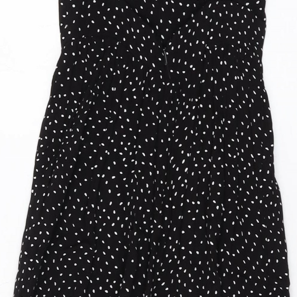 ASOS Womens Black Polka Dot Viscose Jumpsuit One-Piece Size 4 Button