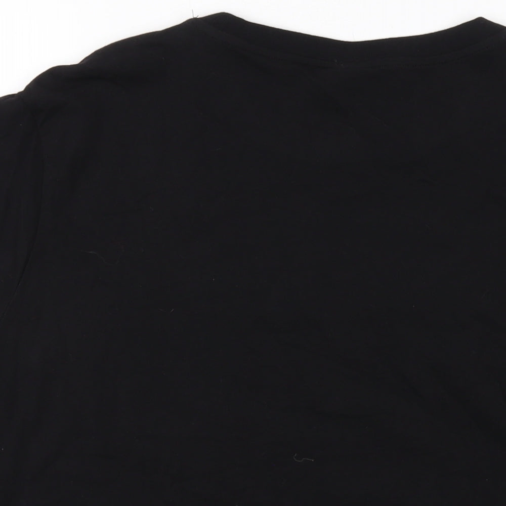 H&M Womens Black Cotton Basic T-Shirt Size L Crew Neck