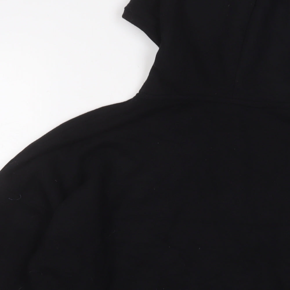 GOODMOVE Womens Black Cotton Pullover Hoodie Size 10 Pullover - Logo, Embroidered