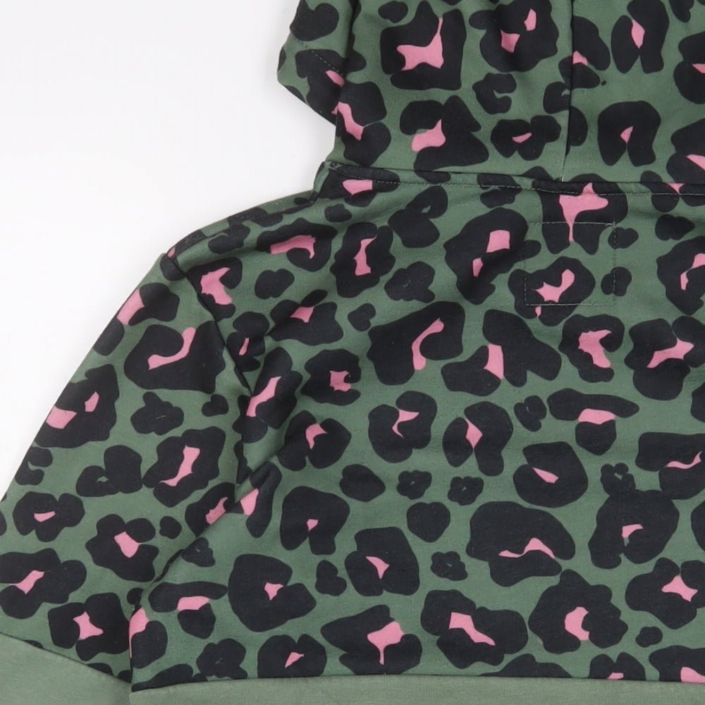 NEXT Womens Green Animal Print Cotton Pullover Hoodie Size S Pullover