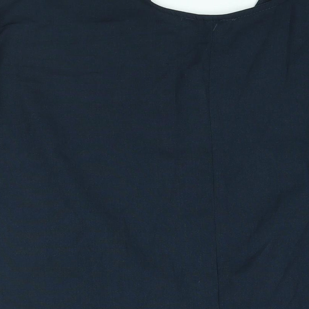 ESMARA Womens Blue Polyester Basic Blouse Size 10 V-Neck - Twist Detail
