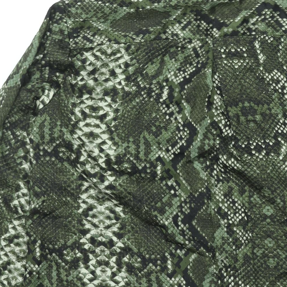 H&M Womens Green Animal Print Polyester Shirt Dress Size 16 Collared Button - Snakeskin Print