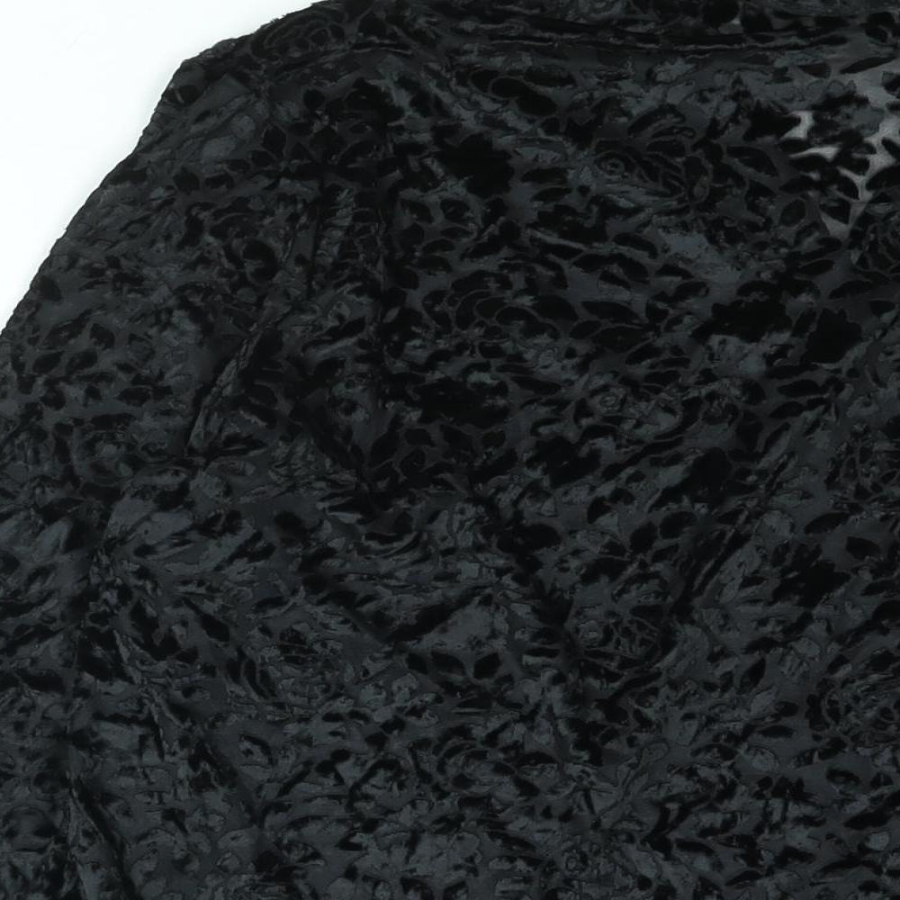 Sara Neal Womens Black Geometric Polyester Basic Button-Up Size 18 Collared