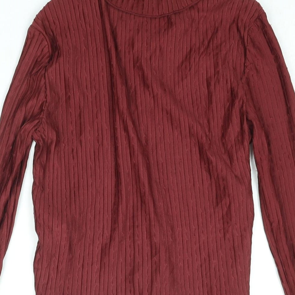 Zara Womens Red Polyester Basic Button-Up Size S Collared