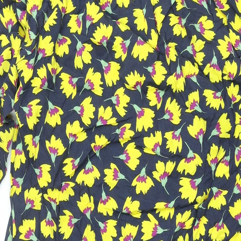 Zara Womens Multicoloured Floral Viscose Shift Size L Round Neck Button