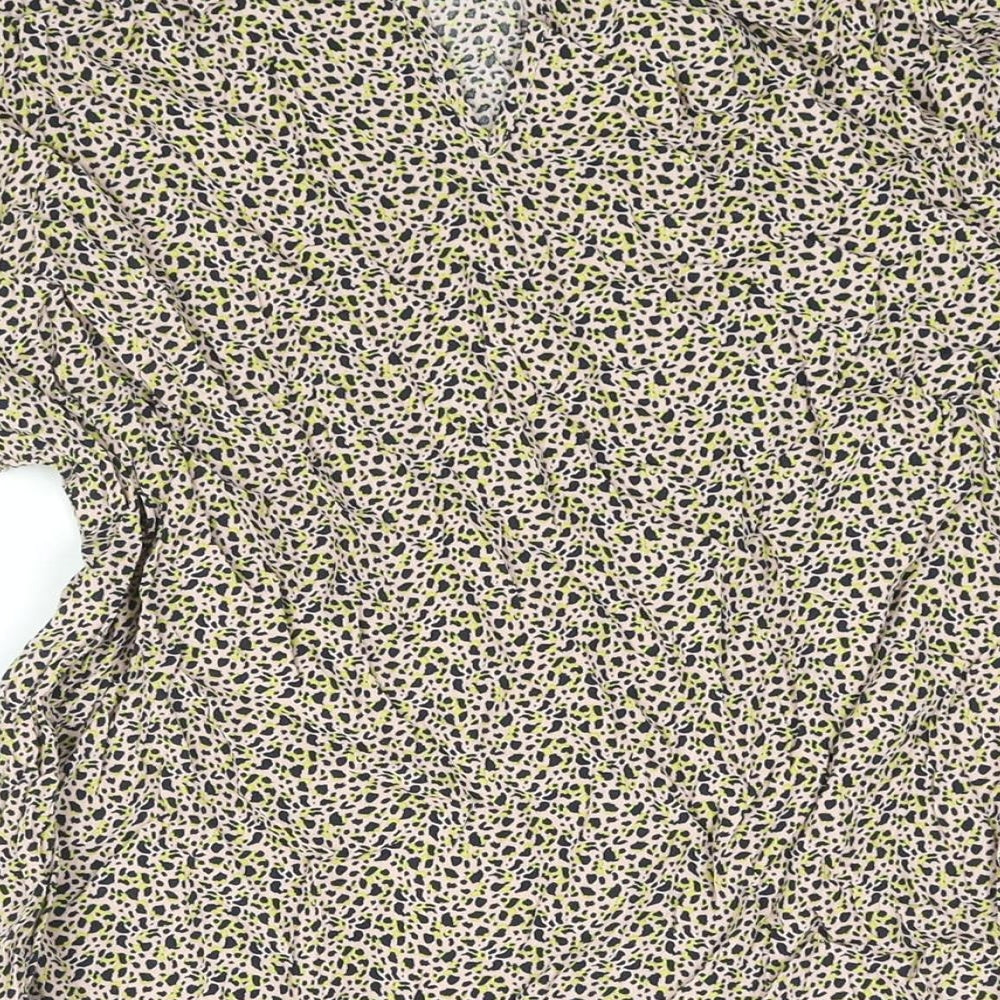 Numph Womens Multicoloured Geometric Viscose Basic Blouse Size 12 Mock Neck