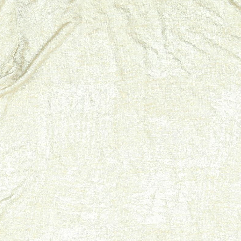 Brand and care label for Autograph women’s gold polyester basic blouse, size UK 12, round neck