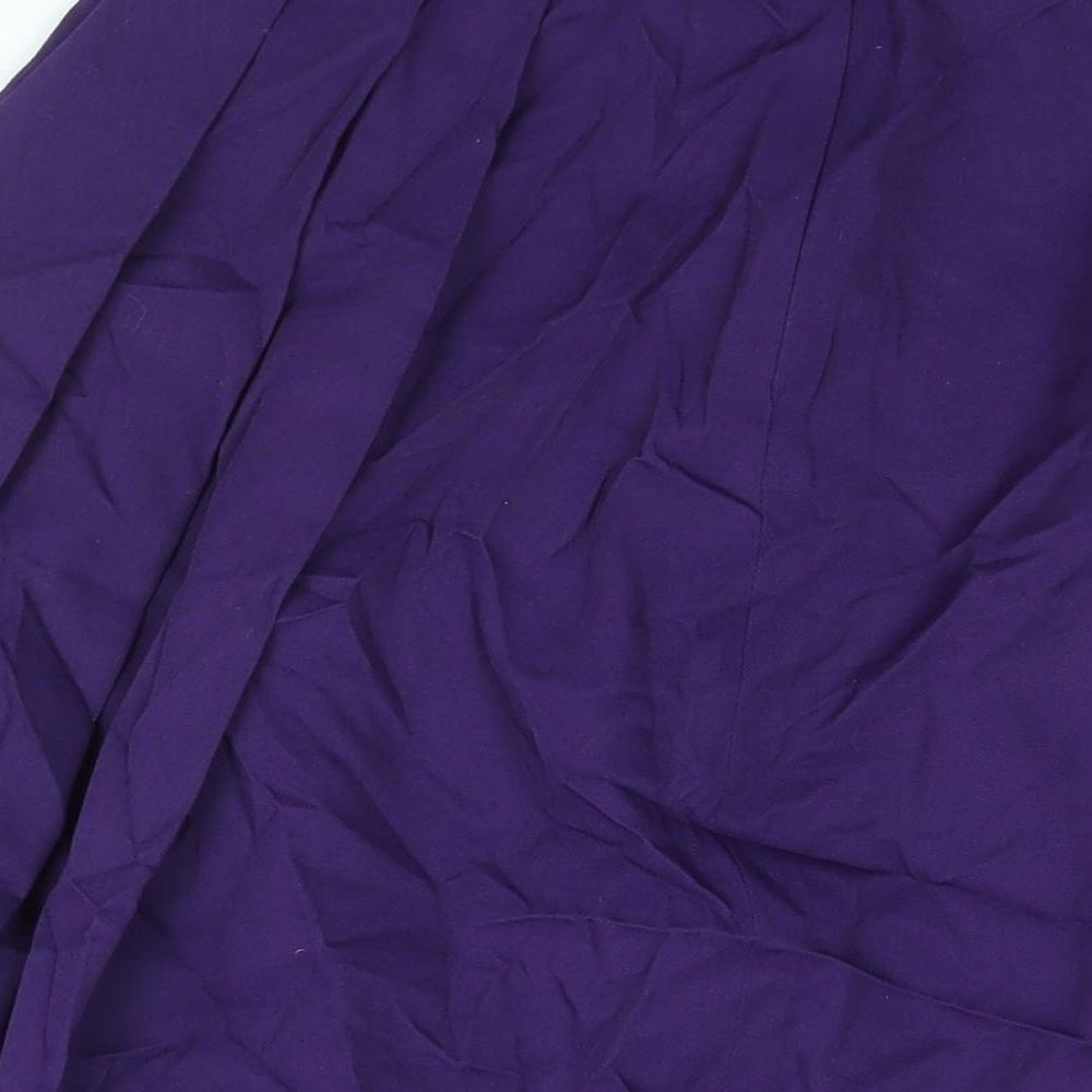 Yessica Womens Purple Polyester A-Line Skirt Size 16 Zip - Belted