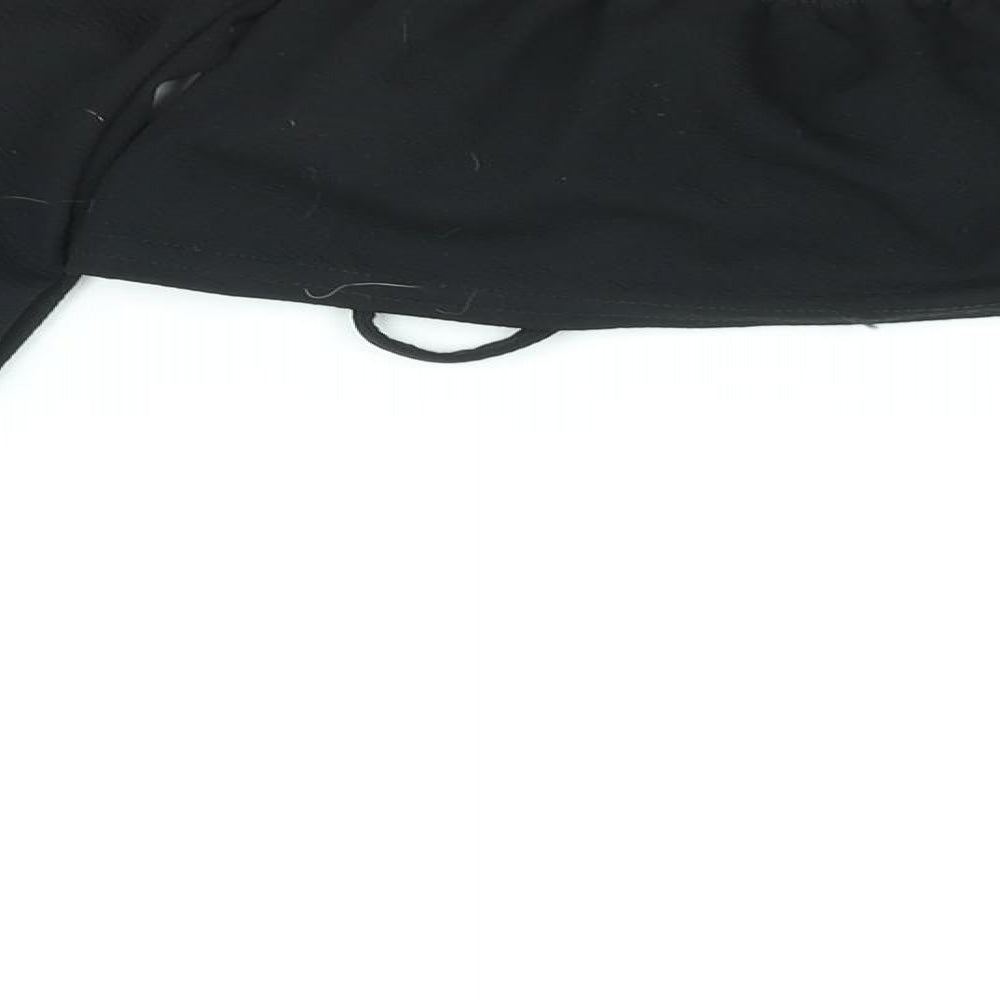PRETTYLITTLETHING Womens Black Polyester Cropped Blouse Size 4 Off the Shoulder - Drawstring Detail