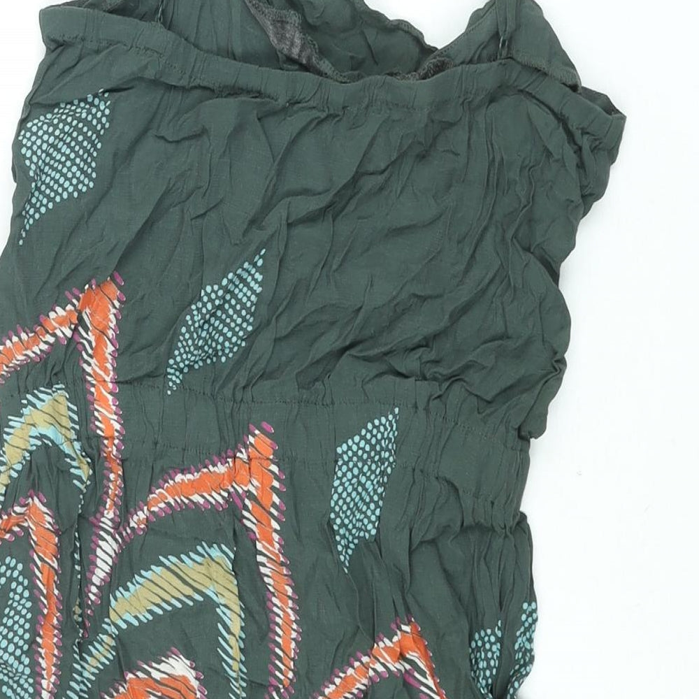 Mango Womens Green Geometric Viscose Mini Size M Scoop Neck Pullover