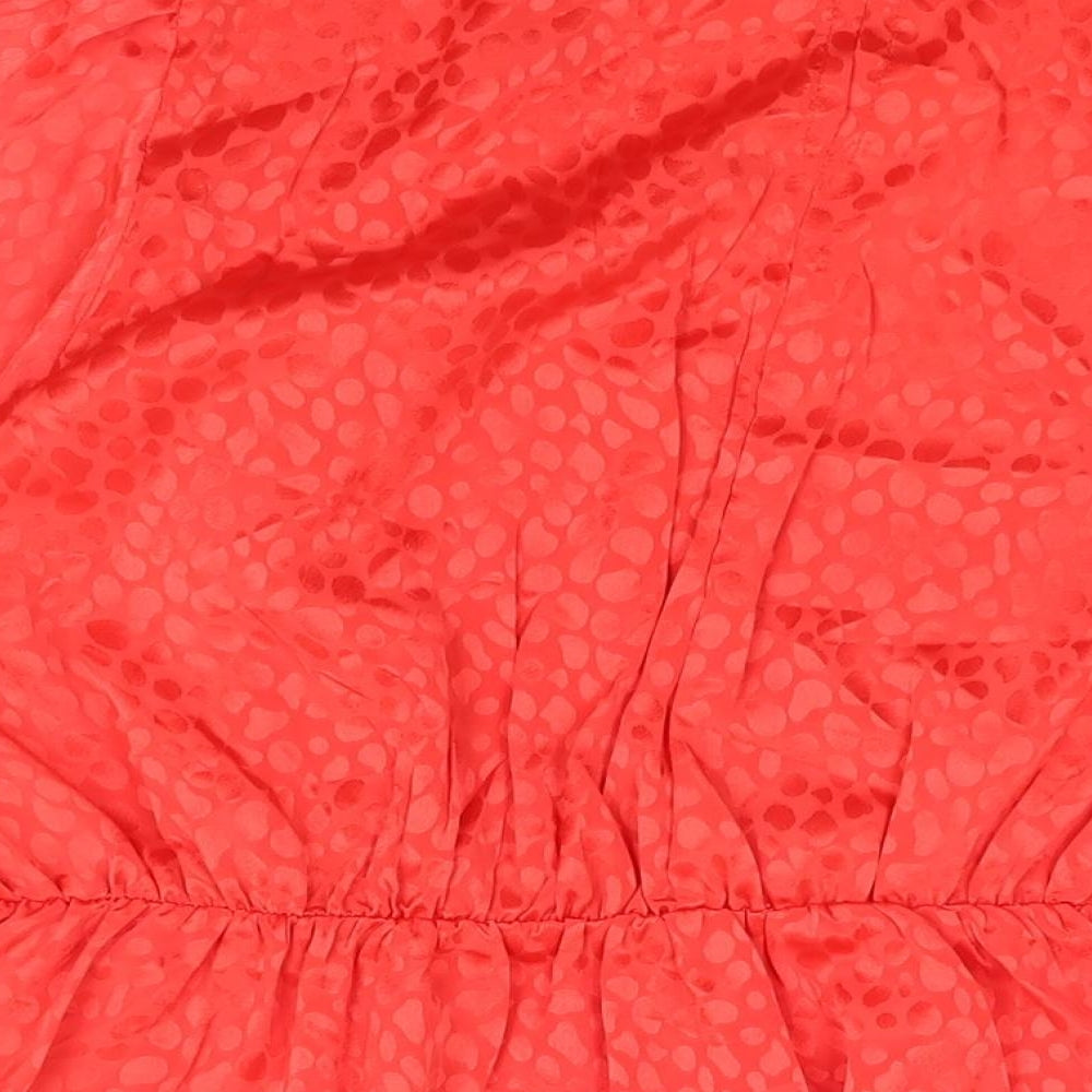Lovedrobe Womens Red Geometric Polyester A-Line Size 22 V-Neck Button