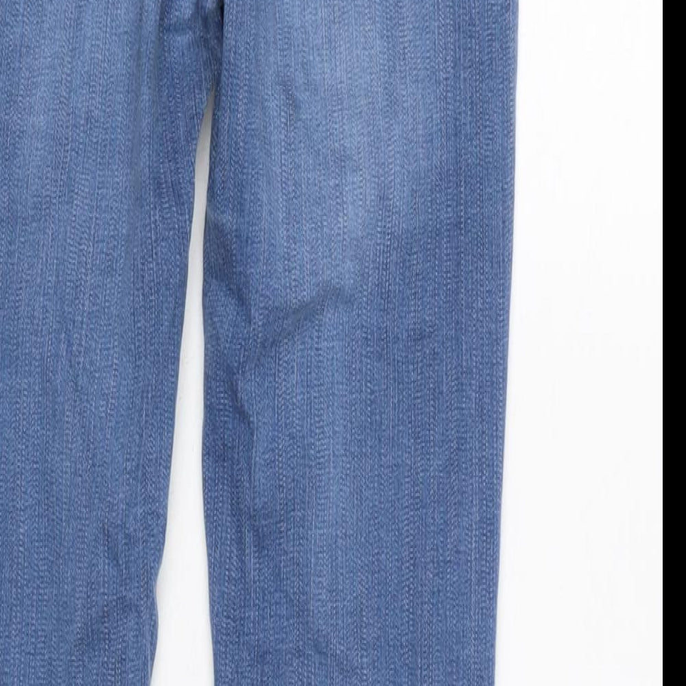 Marks & Spencer Womens Blue Cotton Blend Skinny Jeans Size 8 L25 in Regular Zip