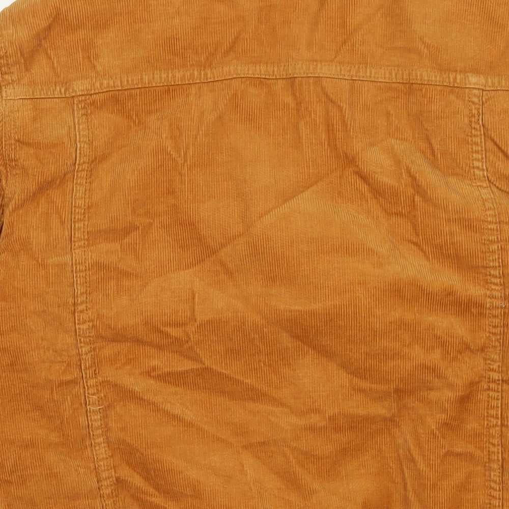 Topman Mens Brown Biker Jacket Size S Button