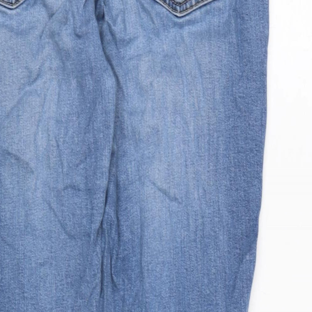 Marks & Spencer Womens Blue Cotton Blend Tapered Jeans Size 30 in L28 in Regular Zip