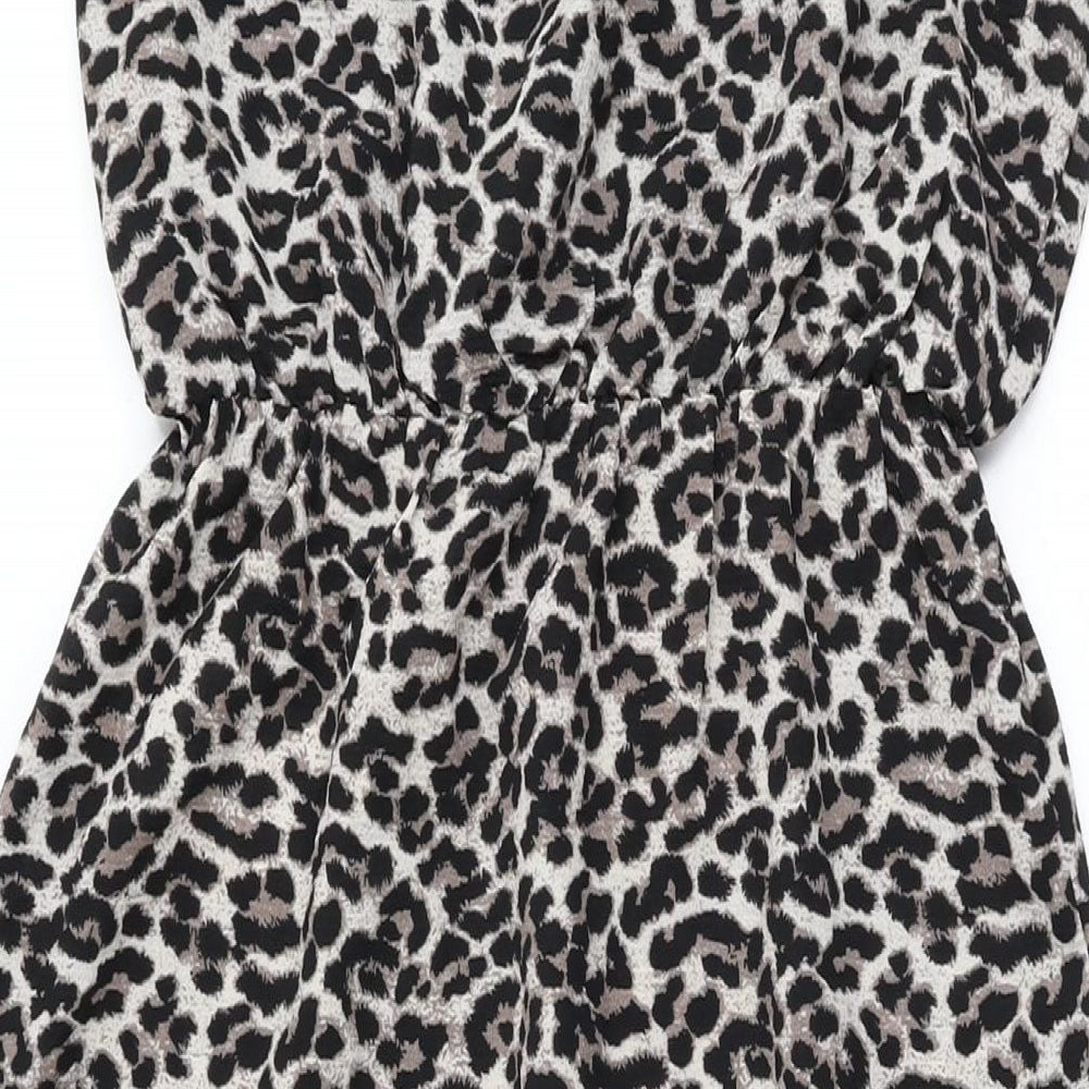 Brand and care label for Only women’s beige animal print polyester maxi, size UK 6, round neck pullover