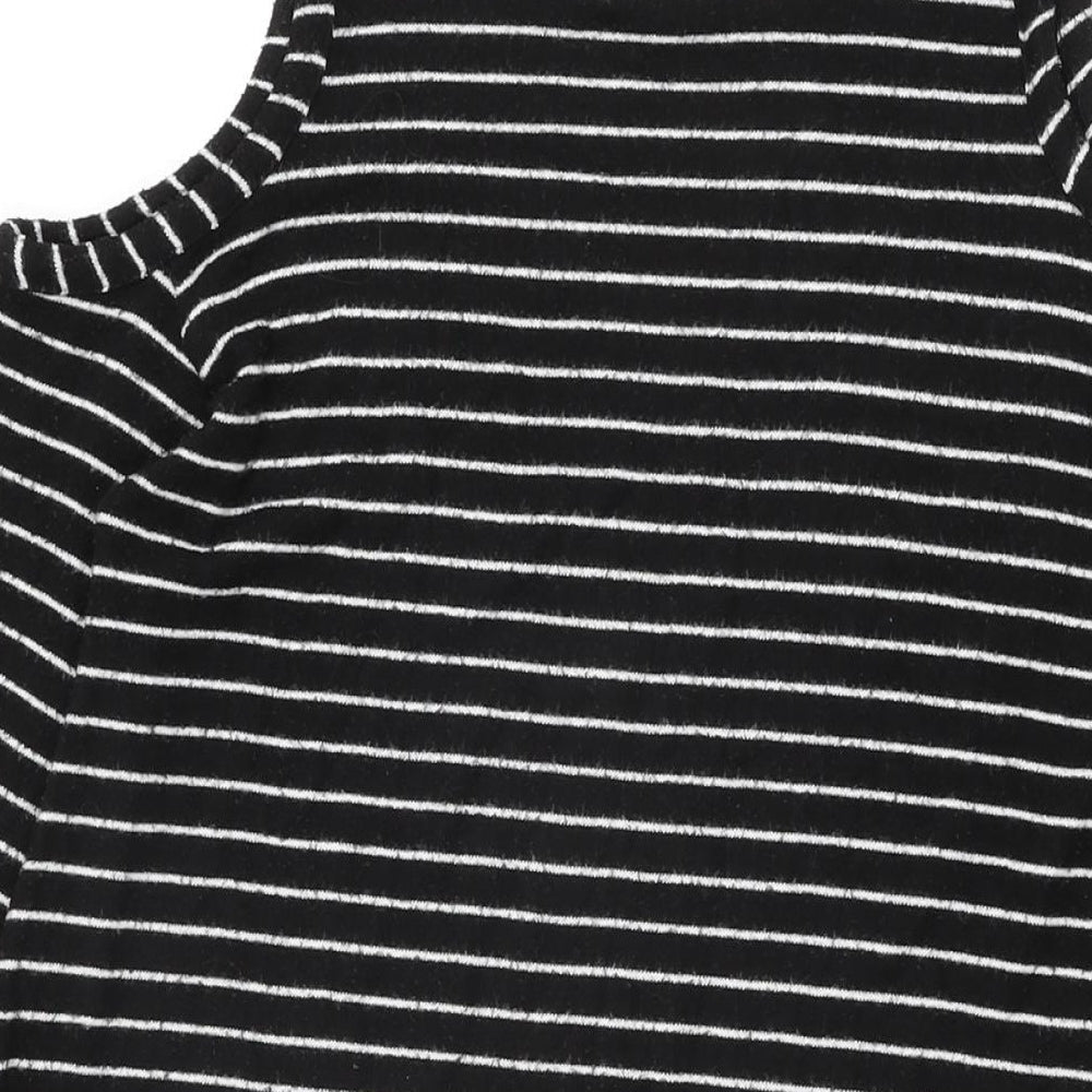 River Island Womens Black Striped Polyester Shift Size 6 Round Neck Pullover