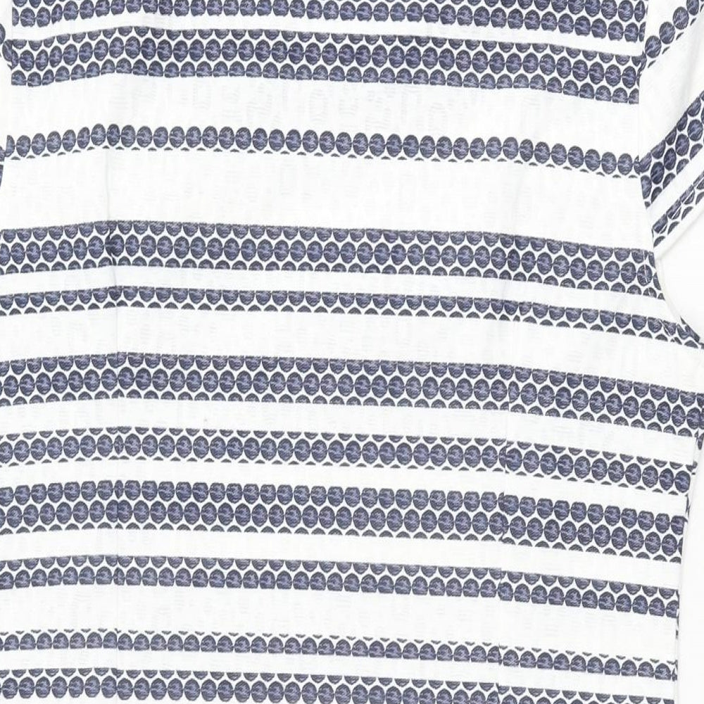 Quiz Womens White Striped Polyester Bodycon Size 12 Round Neck Zip