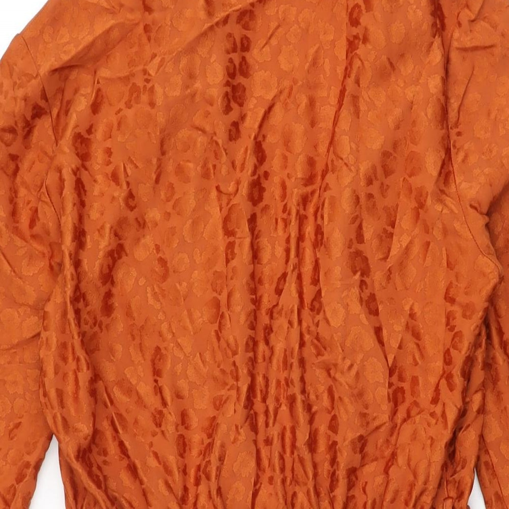Miss Selfridge Womens Orange Animal Print Polyester Mini Size 10 Collared Pullover