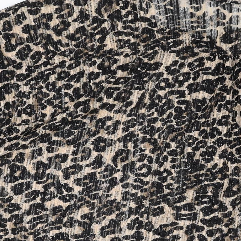 NEXT Womens Beige Animal Print Nylon Basic Button-Up Size 16 Round Neck