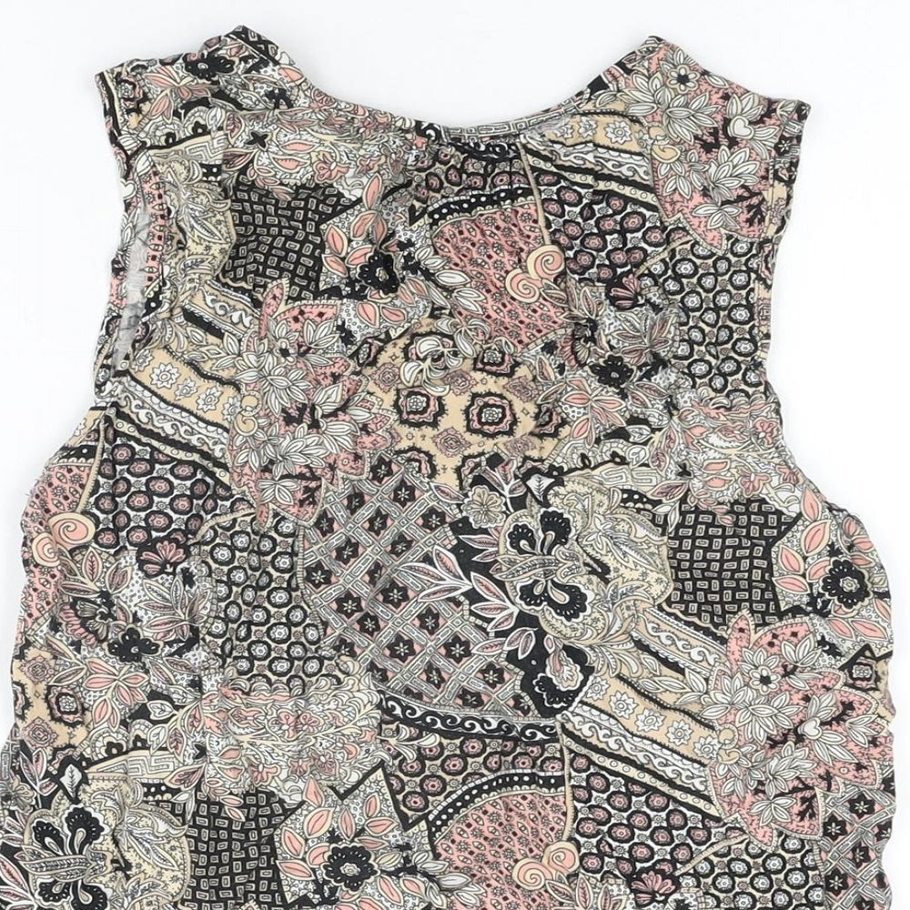 Dorothy Perkins Womens Multicoloured Floral Viscose Basic T-Shirt Size 8 V-Neck