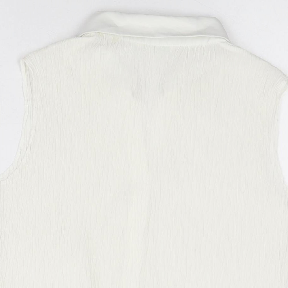 Marks & Spencer Womens White Polyester Basic Button-Up Size 14 Collared