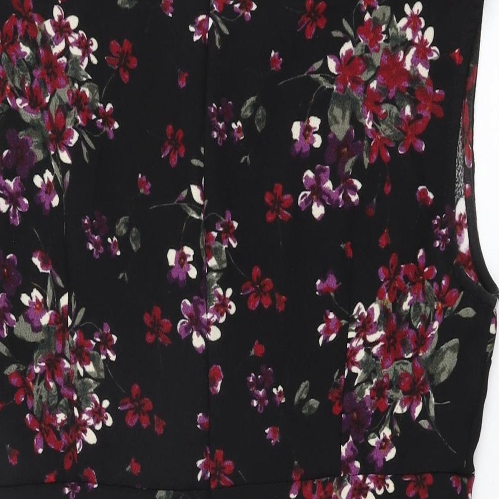 Apricot Womens Black Floral Polyester Bodycon Size 14 Round Neck Zip
