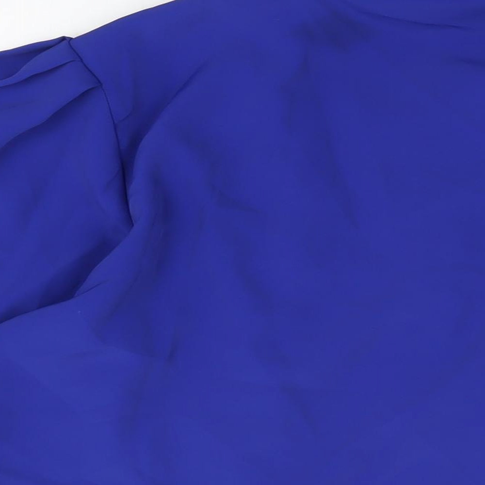 Country Casuals Womens Blue Polyester Basic Button-Up Size 14 Round Neck
